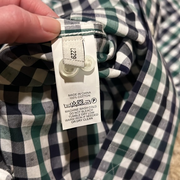 NWT Men's Jack Spade Palmer Gingham LS Shirt Green, Navy Blue Check Large - Picture 8 of 10